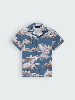 Camisas Amiri All Over Pegasus Bowling Hombre Azules | 9810WCFIH