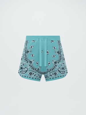 Pantalones Cortos Amiri Bandanas Mujer Turquesa | 7460LANZY