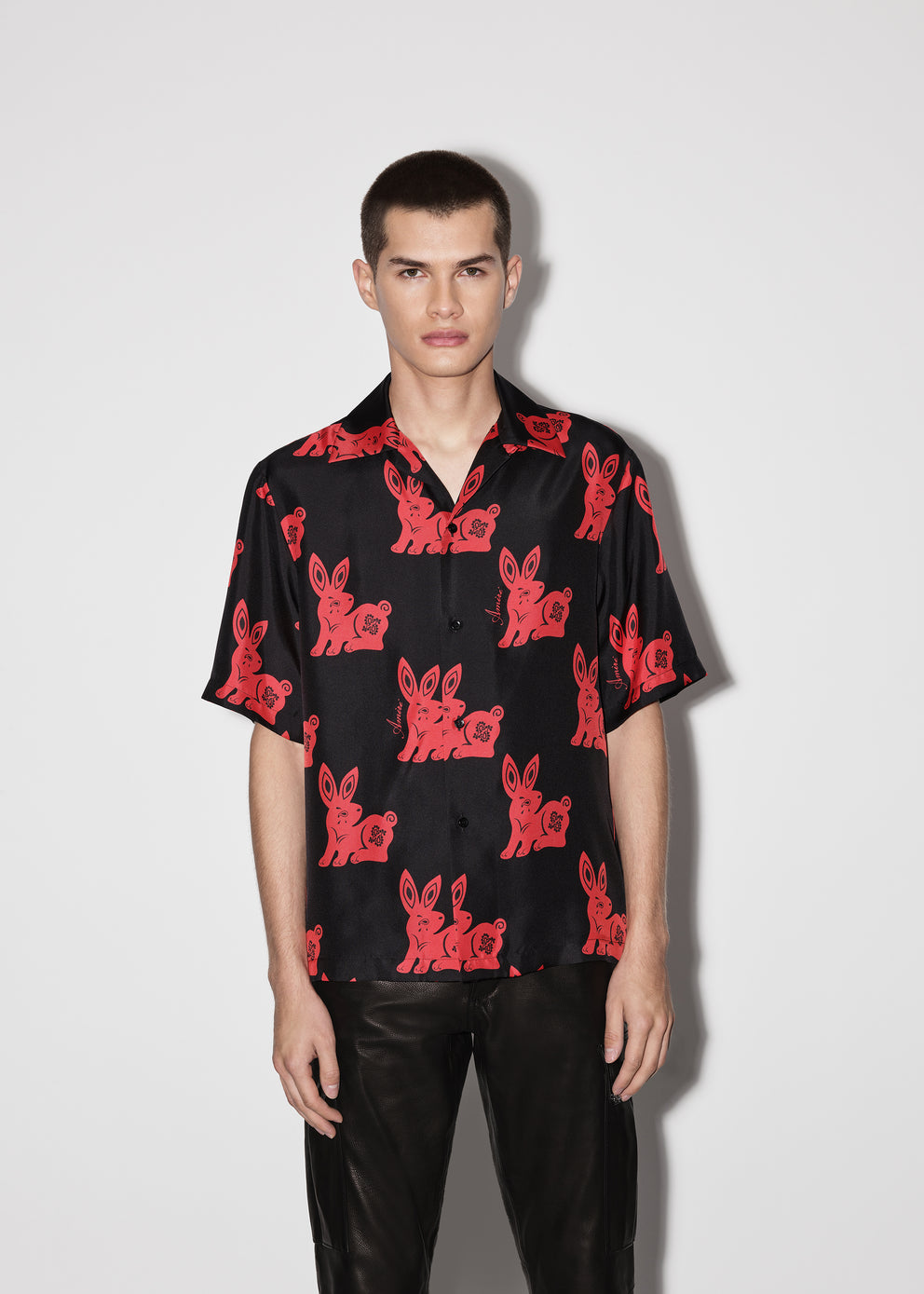 Camisas Amiri Rabbit Allover Bowling Hombre Negras Rojas | 3908CARGY
