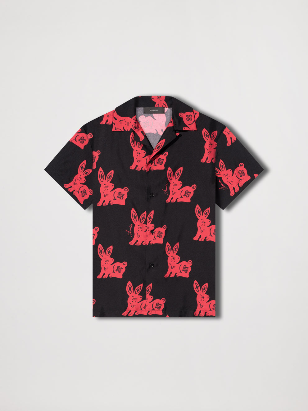 Camisas Amiri Rabbit Allover Bowling Hombre Negras Rojas | 3908CARGY
