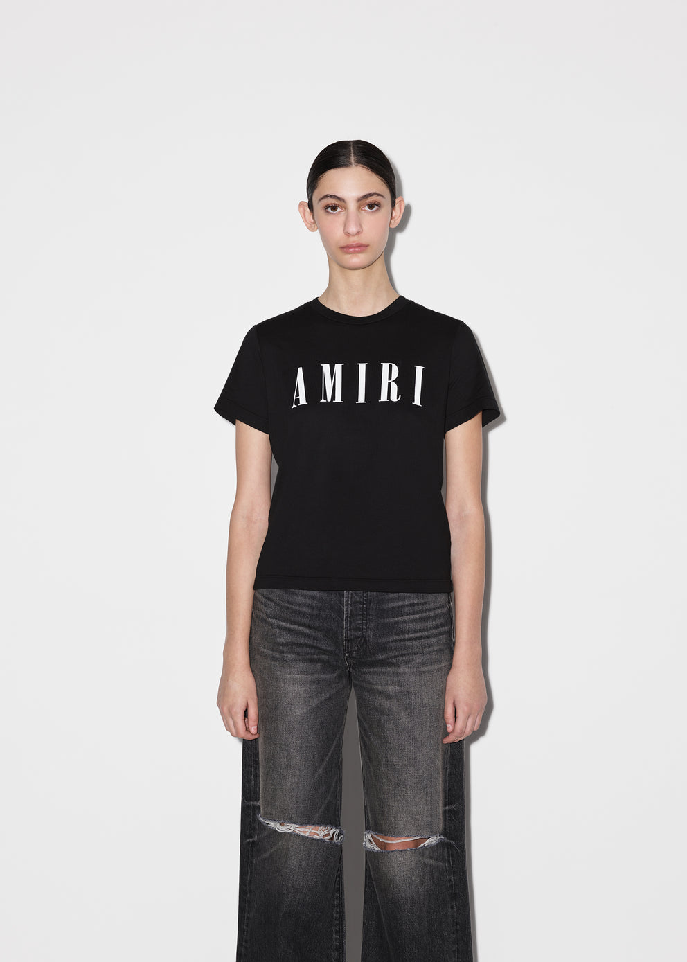 Camisetas Running Amiri Core Logo Mujer Negras | 1084KBAHN