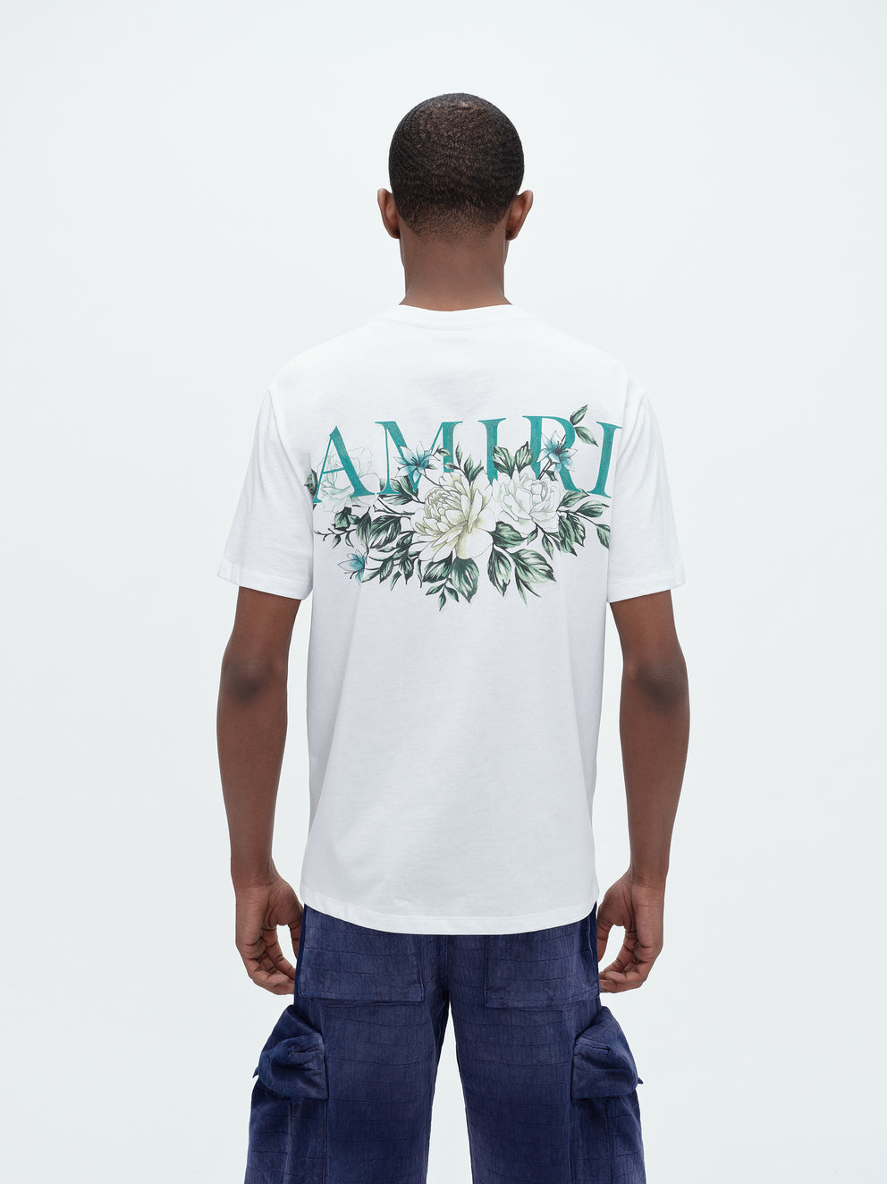 Camisetas Running Amiri Floral Logo Hombre Blancas | 6819JIWMD