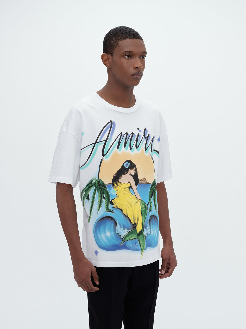 Camisetas Running Amiri Oversized Mermaid Hombre Blancas | 6823AVXDW