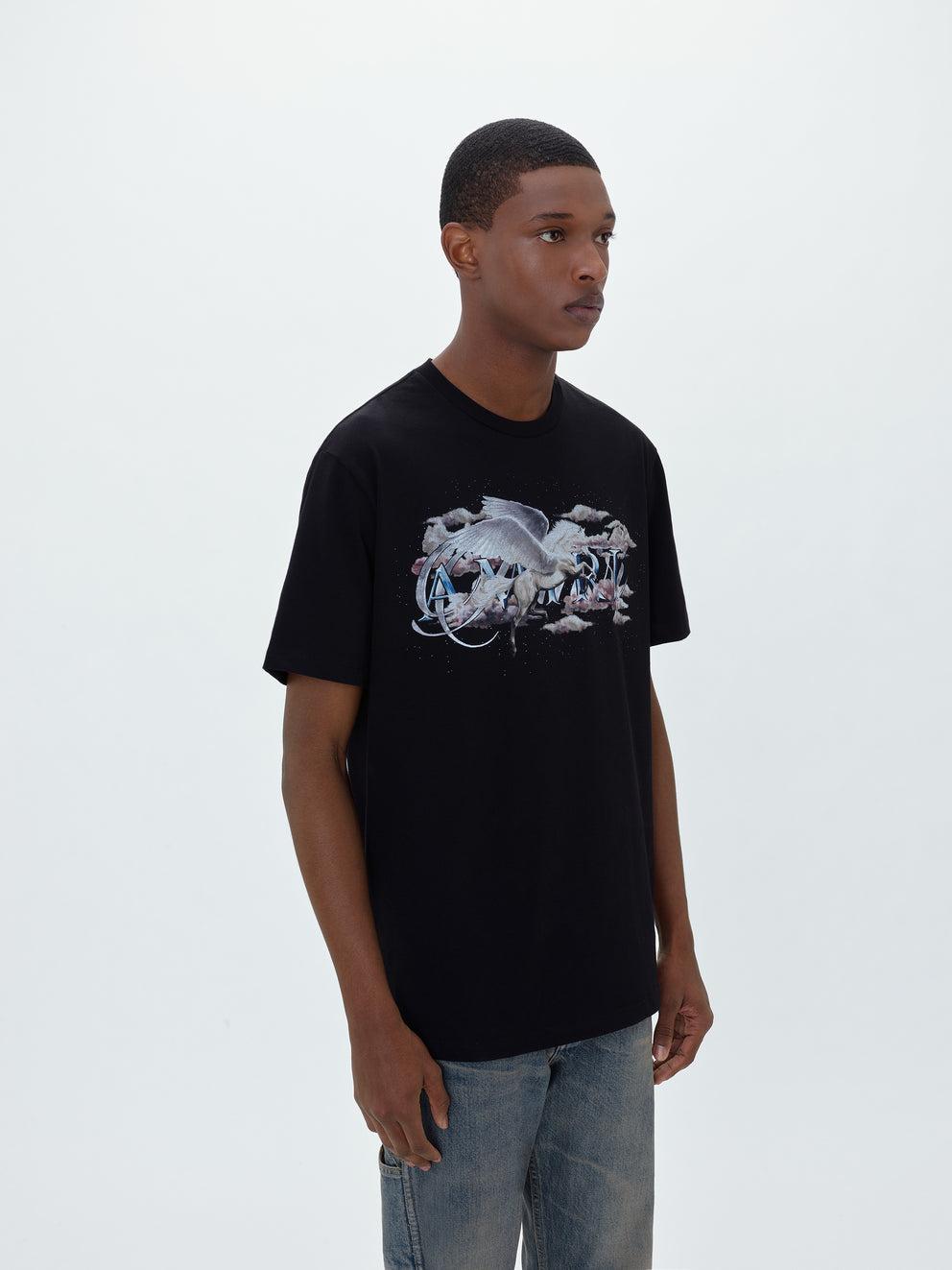 Camisetas Running Amiri Pegasus Script Logo Hombre Negras | 5480CPSVW
