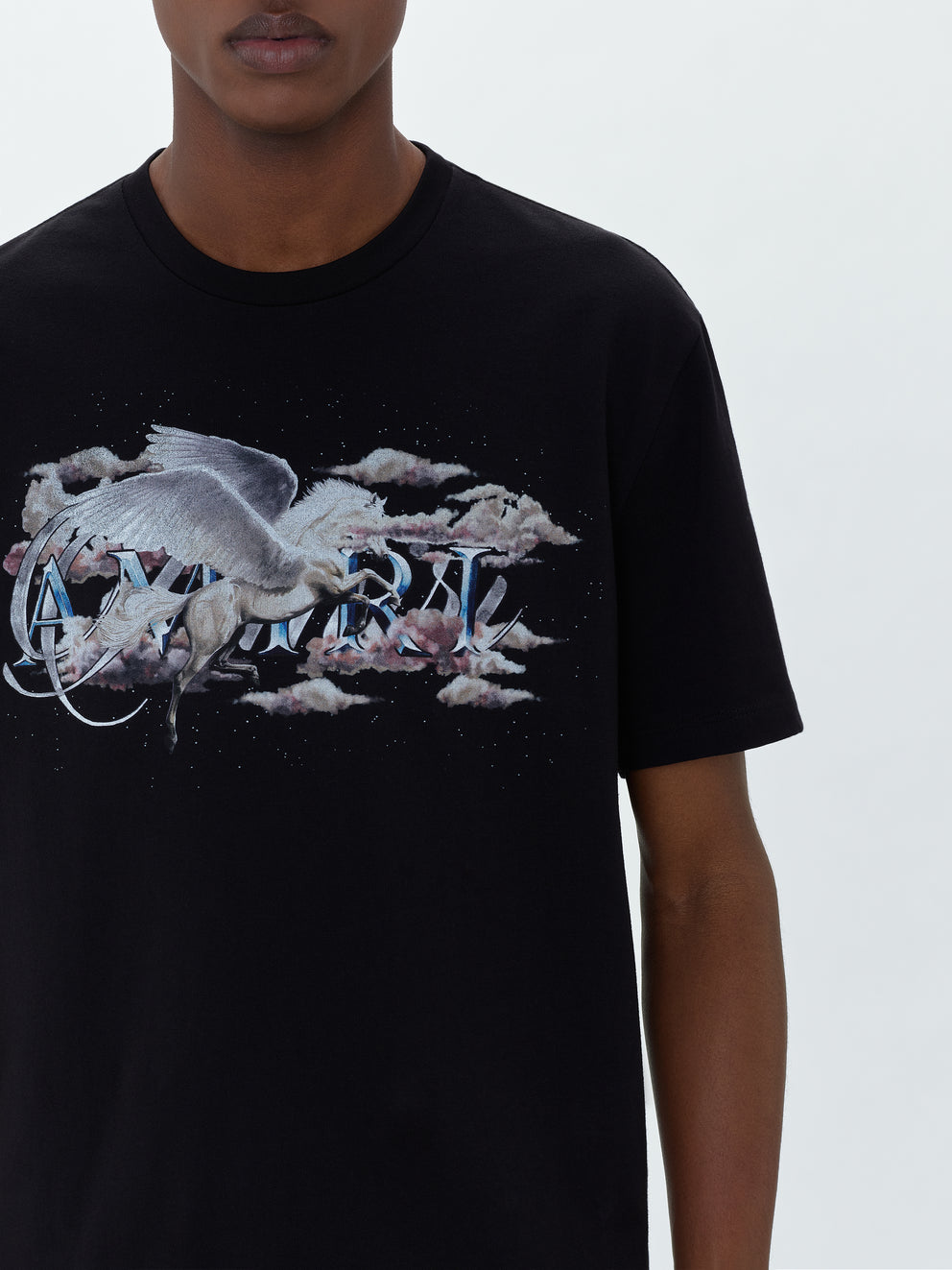 Camisetas Running Amiri Pegasus Script Logo Hombre Negras | 5480CPSVW