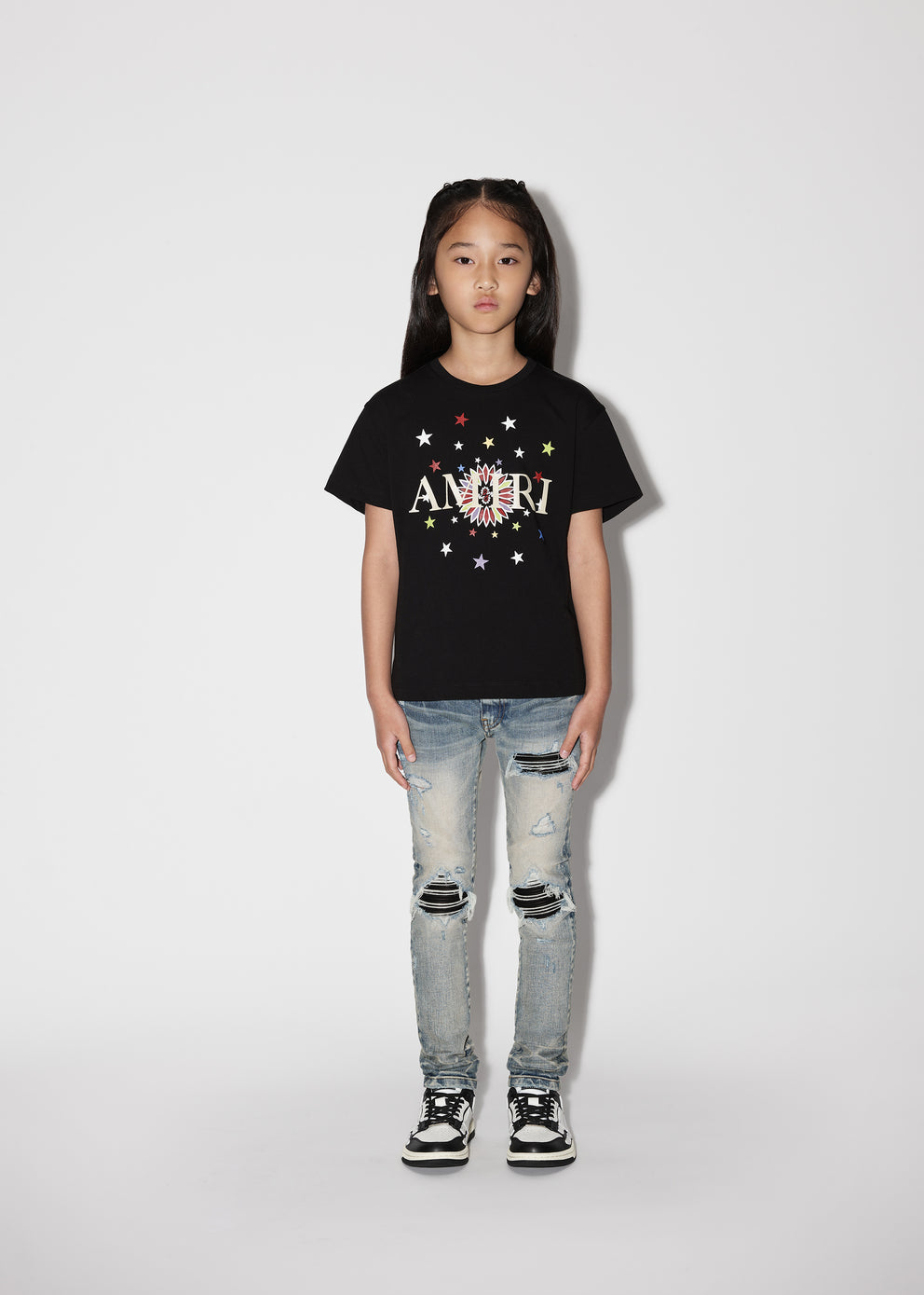 Camisetas Running Amiri Stars Estampadas Niños Negras | 0452NUIRH