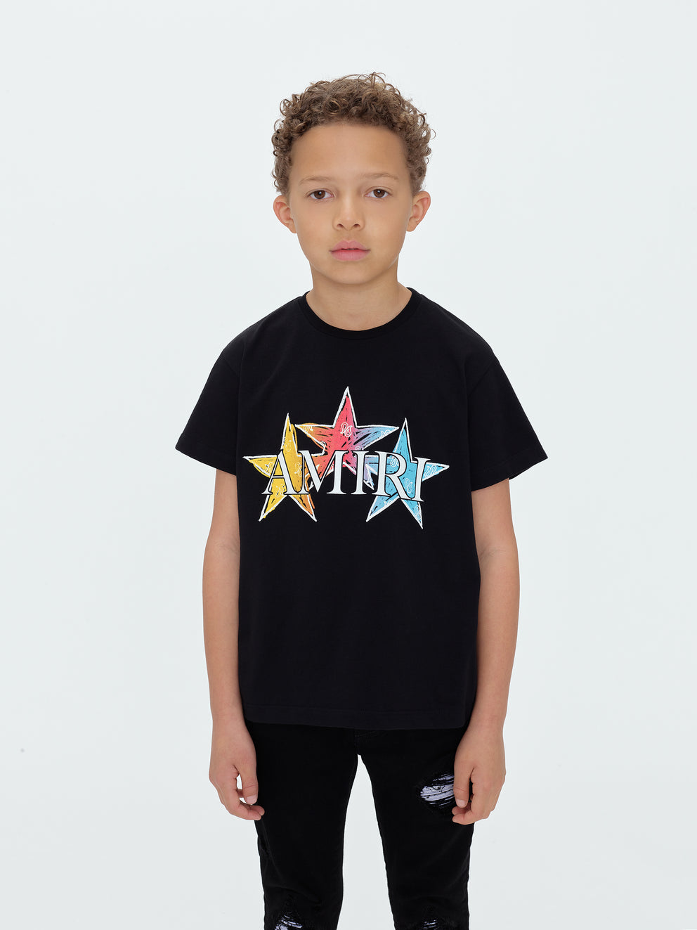 Camisetas Running Amiri Stars Niños Negras | 0856YERGJ
