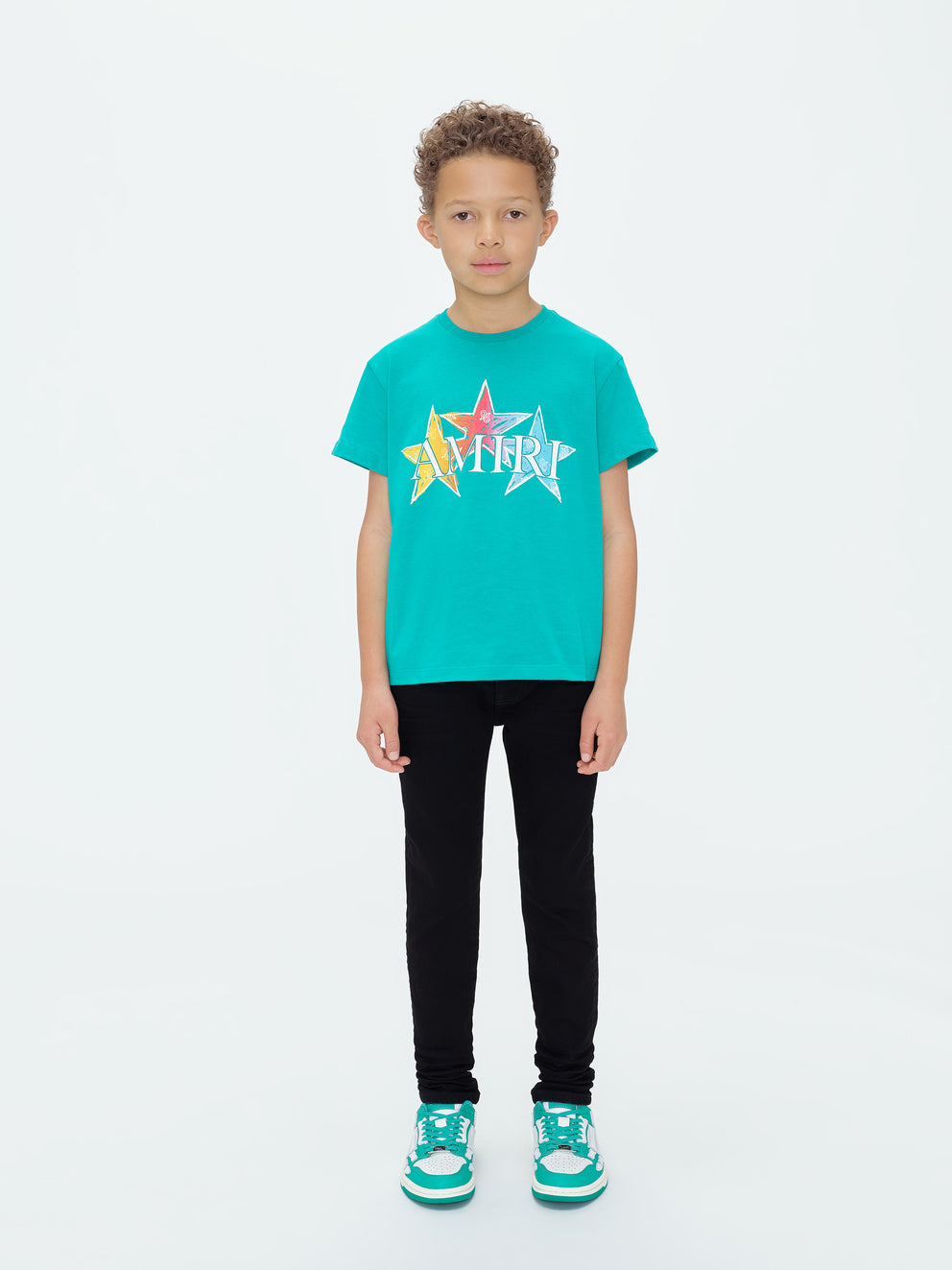 Camisetas Running Amiri Stars Niños Turquesa | 3452CRDVK