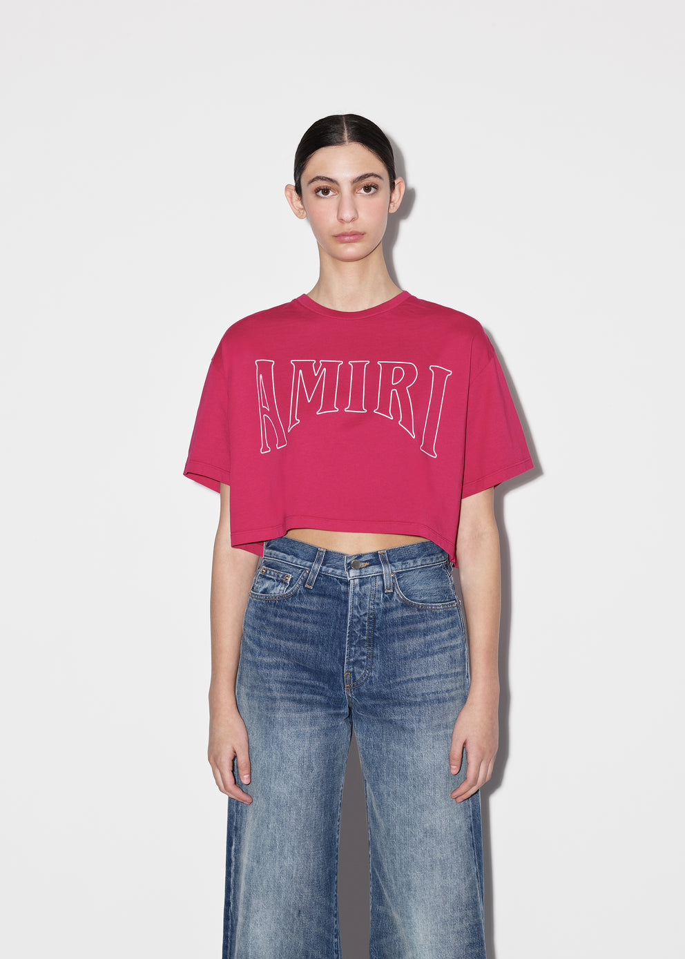 Camisetas Running Amiri Sun Cropped Mujer FUSCHIA | 8902VRPGY