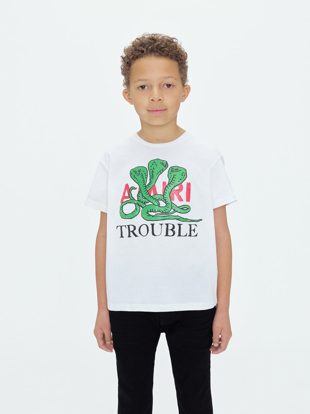 Camisetas Running Amiri Trouble Niños Blancas | 1560KGUNB