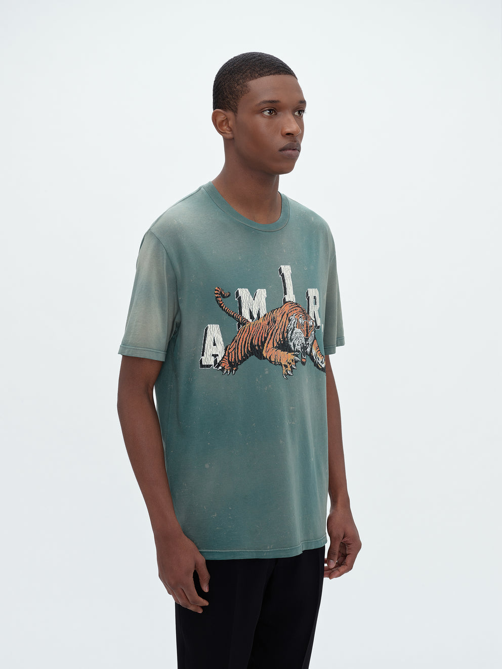 Camisetas Running Amiri Vintage Tiger Hombre Verde | 4607WDRZY