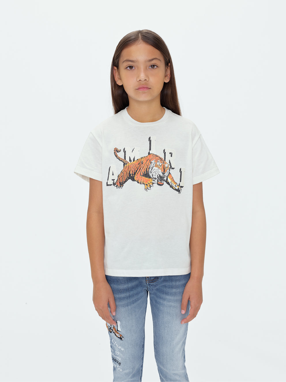 Camisetas Running Amiri Vintage Tiger Niños Blancas | 8257ZNSJT