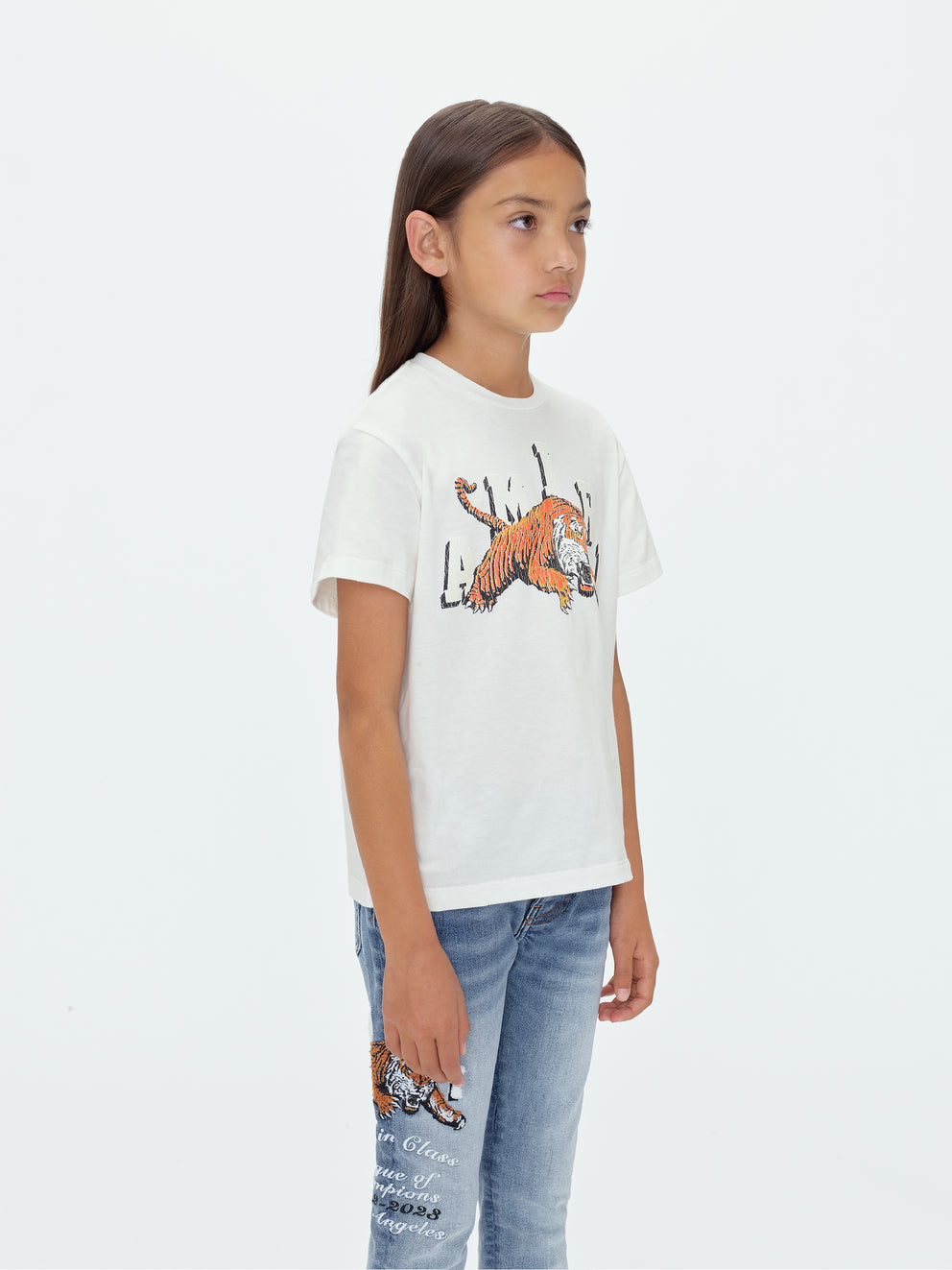 Camisetas Running Amiri Vintage Tiger Niños Blancas | 8257ZNSJT