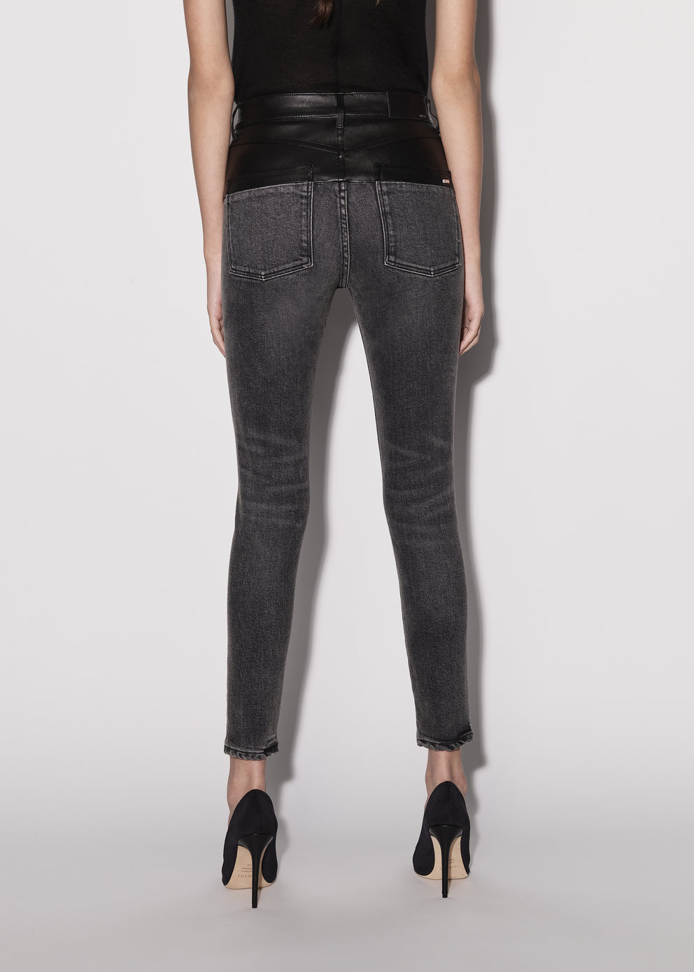 Jeans Amiri Cuero Contrast Flaco Mujer Negras | 4631JARUE