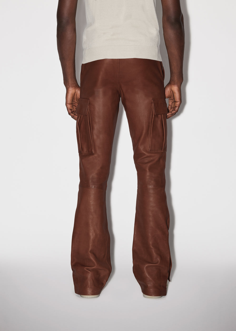 Pantalones Amiri Cuero Cargo Flare Hombre Marrones | 1263RQSCX