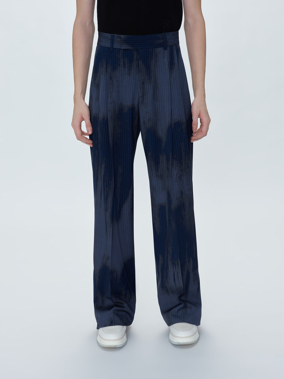 Pantalones Amiri Pinstripe Double Plisado Trousers Hombre Azul Marino | 5974SBXAY