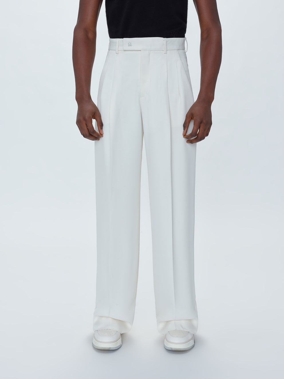 Pantalones Amiri Viscose Double Plisado Trousers Hombre Blancas | 8726JXPFK