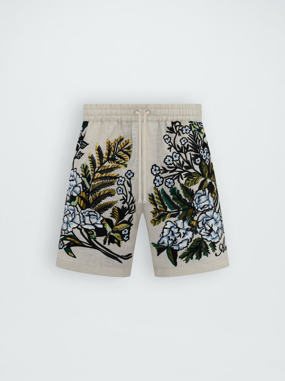 Pantalones Cortos Amiri Embrodiered Floral Hombre Alabaster | 6028ZIEPO