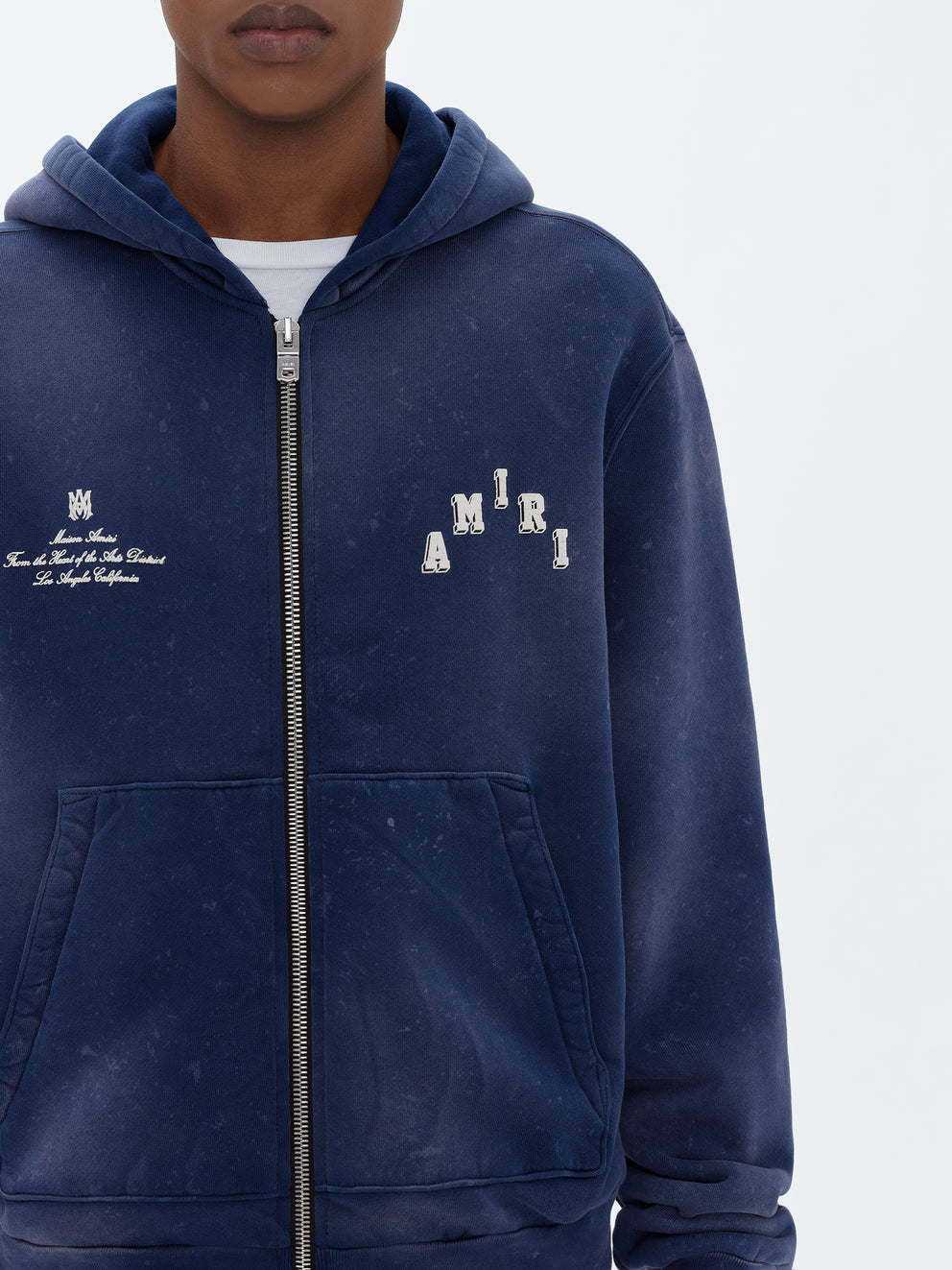 Sudaderas Amiri Vintage Collegiate Zip Hoodie Hombre Azules | 6072JCPXL